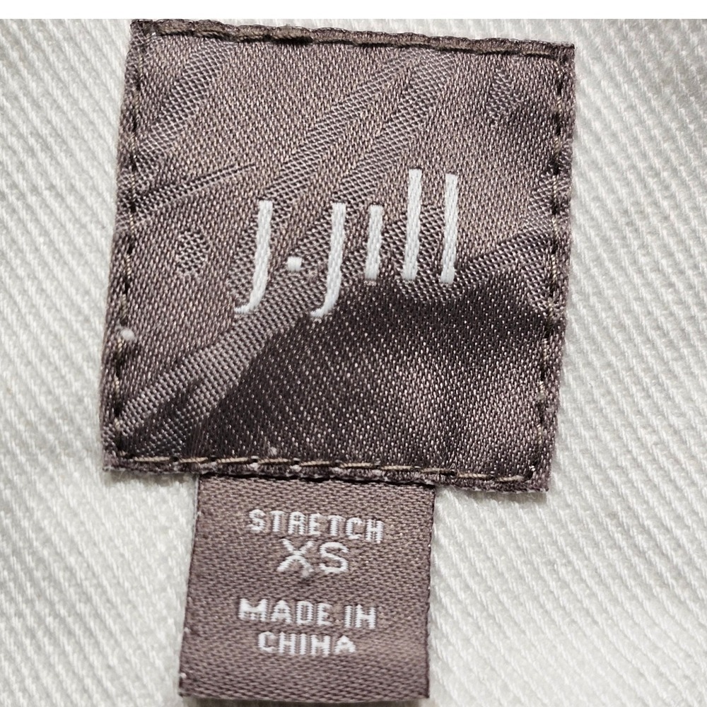 J. Jill Denim Jacket Womens XS Cream Stretch Cotton Button Front Trucker Coat - Picture 10 of 12